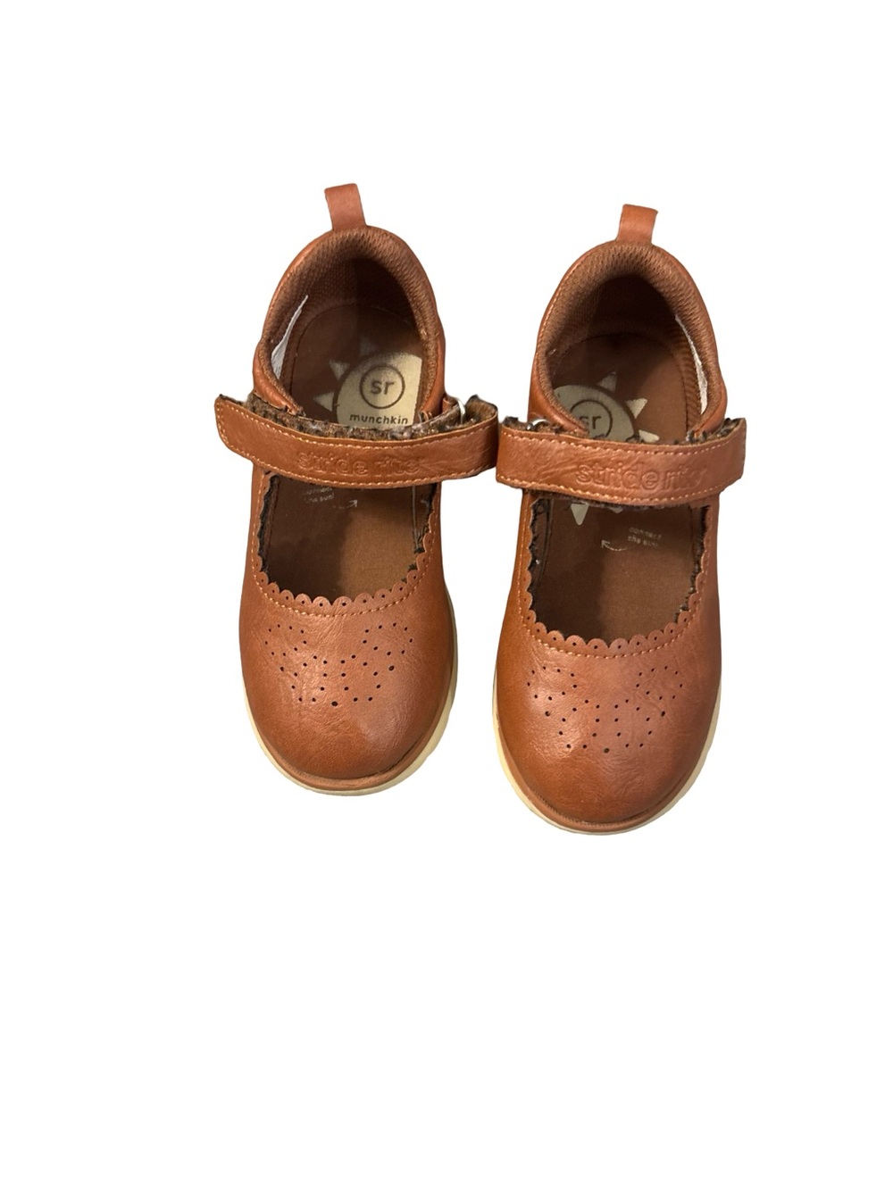 Stride Rite Munchkin Cognac brown Mary Jane Hook-and-Loop Girls Shoes Size 10